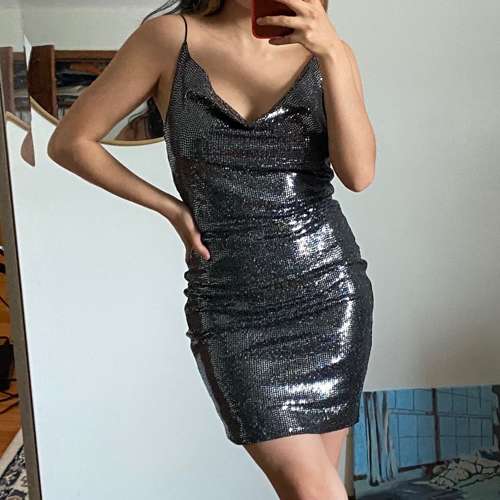 Sparkle cowlneck dress